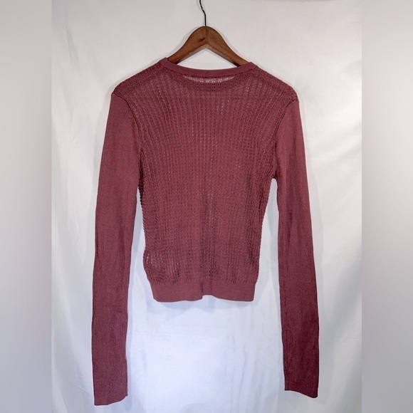 Free People H20 Crew Pullover Sweater Womens Open Knit Ribbed Mesh Sz Medium - Picture 7 of 13